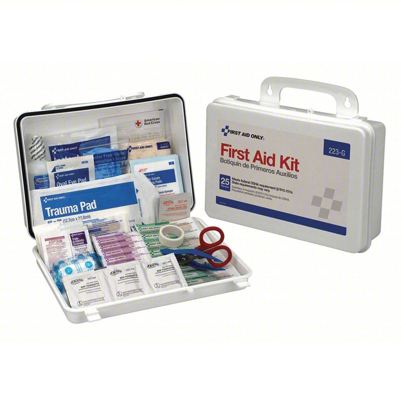 FIRST AID ONLY First Aid Kit and Housing: Industrial, 25 People Served, 107 Components, Plastic