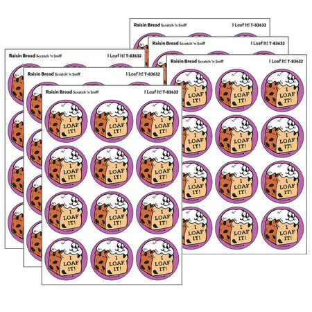 I Loaf It!/Raisin Bread Scent Retro Scratch 'n Sniff Stinky Stickers&reg;, 24 Per Pack, 6 Packs