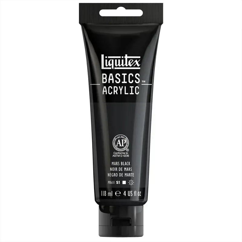 BASICS Acrylic Paint, 118 mL Tube, Mars Black