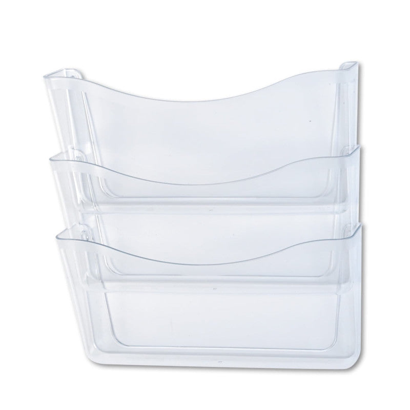 RubbermaidÂ® Unbreakable Expandable Three-Pocket Wall File Set, Clear (65976)