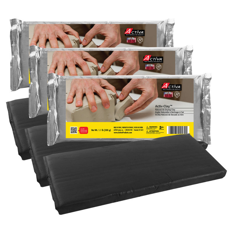 Activ-Clayâ¢ Air Drying Clay, Black, 1.1 lb (500 g), Pack of 3