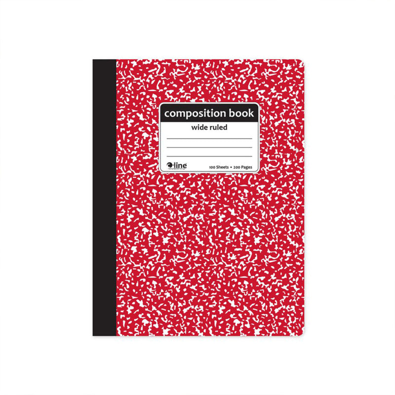 Wide-Ruled Marble Composition Book, 100 Sheets, Red