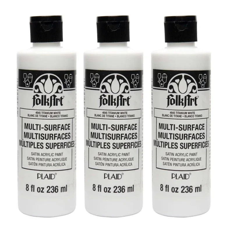 Acrylic Paint Multi-Surface Satin, 8oz., Titanium White, Pack of 3