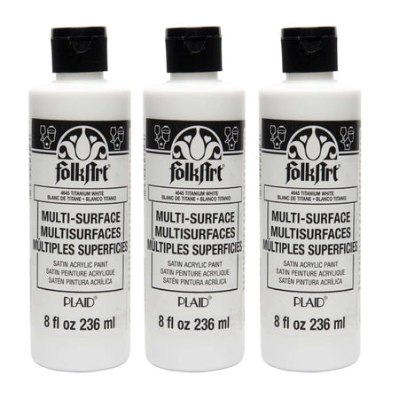 Acrylic Paint Multi-Surface Satin, 8oz., Titanium White, Pack of 3
