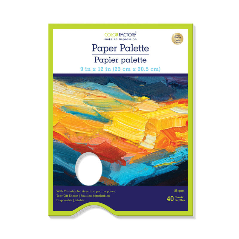 Disposable Paper Palette Pad with Thumbhole, 9 x 12 Inches, 40 Sheets