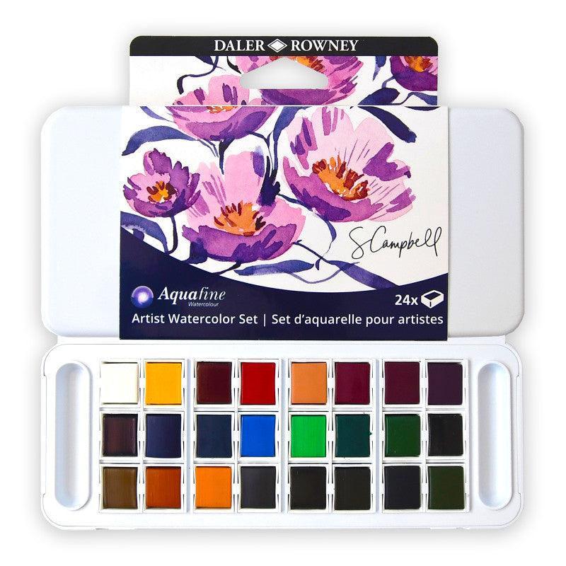 Aquafine Shayda Campbell Watercolor Artist Palette, 24 Half Pans
