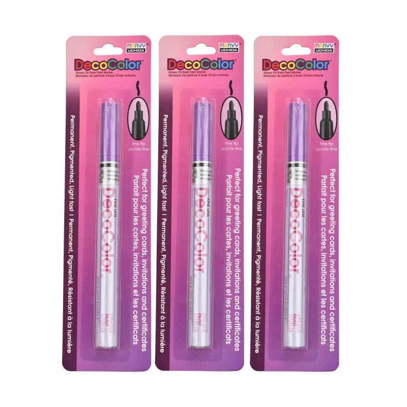 DecoColorÂ® Paint Marker, Fine Tip, 200-S, Hot Purple #79, Set of 3