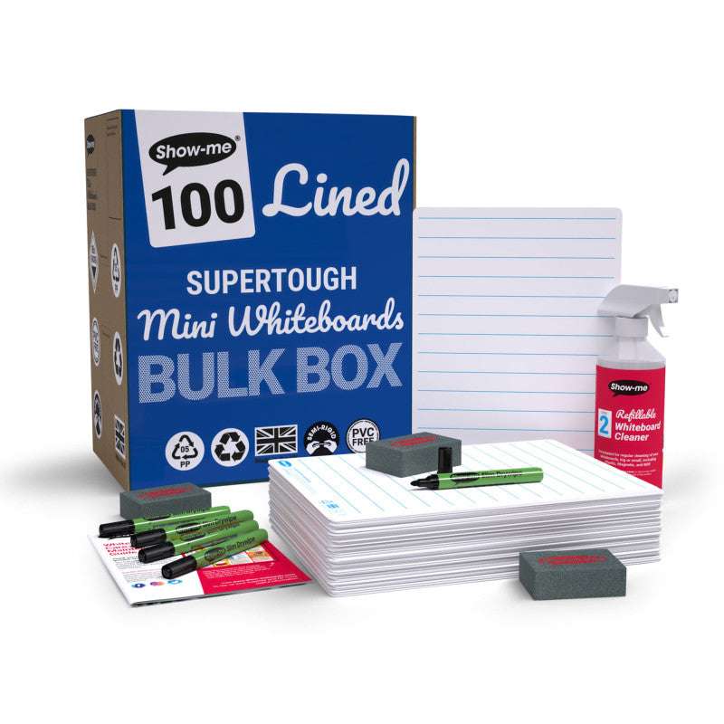Bulk Box of 100 x A4 Lined/Plain SUPERTOUGH Lapboards, with Pens, Erasers, Cleaner