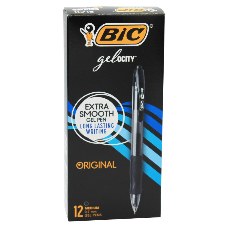 Gelocity&reg; Original Gel Retractable Roller Ball Pen, 0.7 mm, Black, Pack of 12