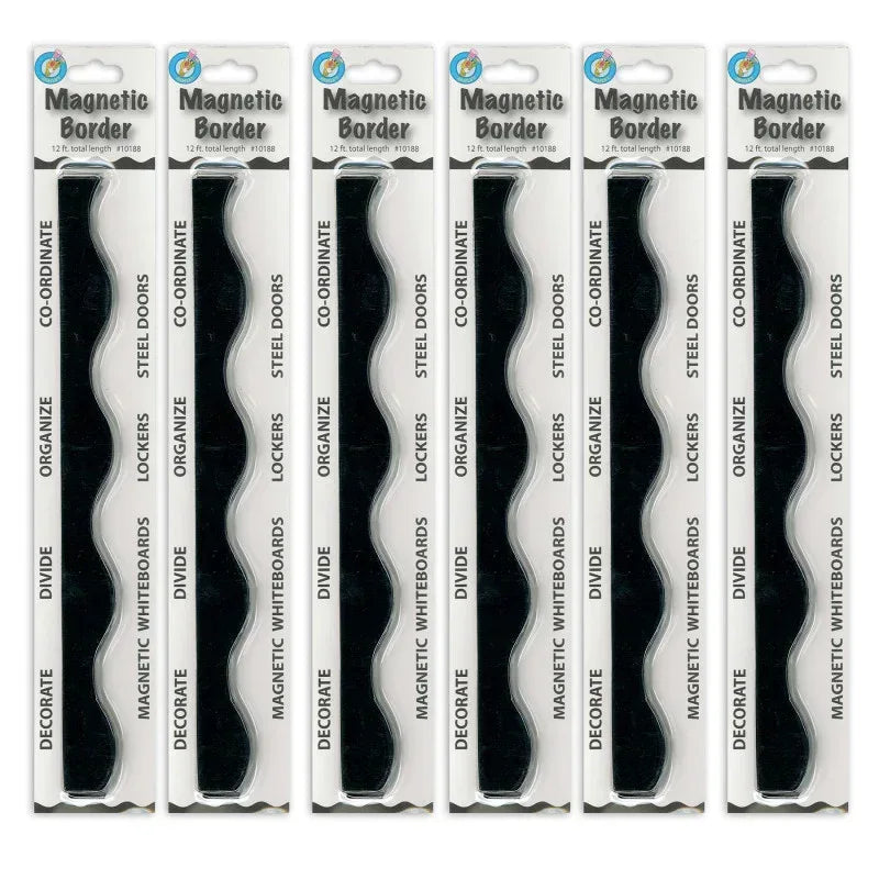 Magnetic Border, Black, 12 Feet Per Pack, 6 Packs