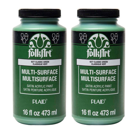 Acrylic Paint Multi-Surface Satin, 16oz., Classic Green, Pack of 2