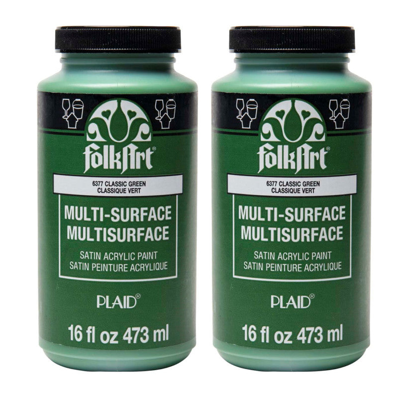 Acrylic Paint Multi-Surface Satin, 16oz., Classic Green, Pack of 2