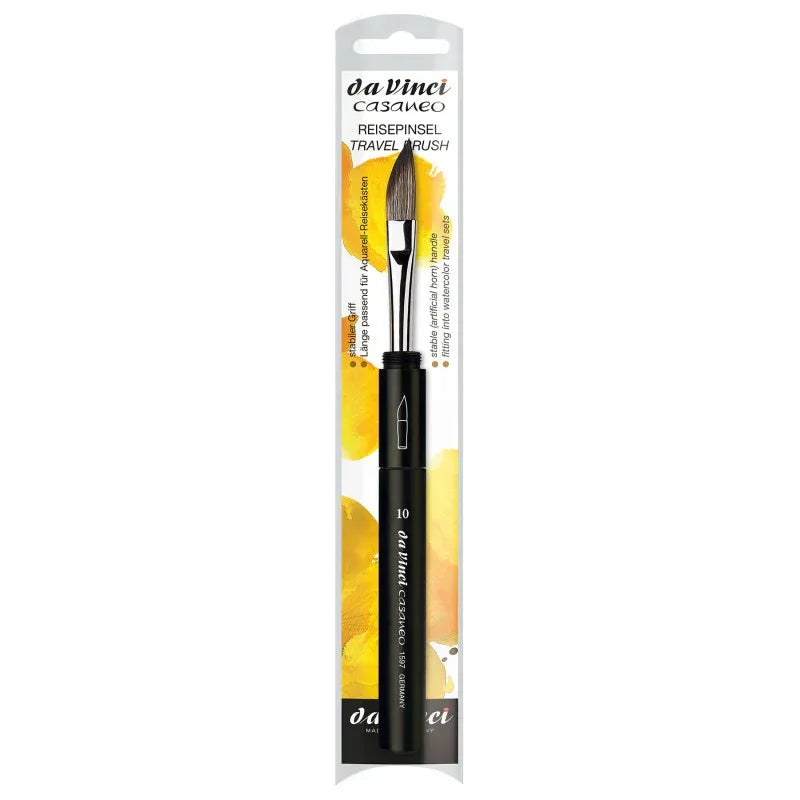 CASANEO Travel Pocket Brush, Extra Soft Synthetic, Watercolor, Slanted Edge, Series 1597TP, Size 10