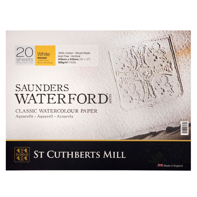 Saunders Waterford Watercolor Block, Rough, White, 140lb/300gsm, 20 Sheet, 16x12 inch, 1 Count
