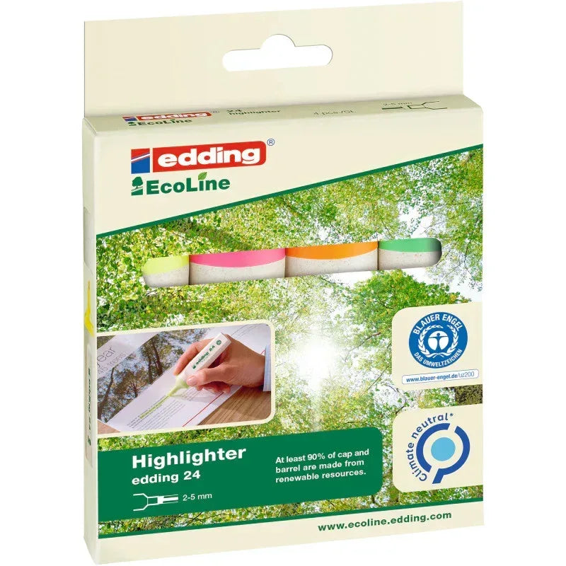 24 Series EcoLine Highlighter, Assorted Colors, Set of 4