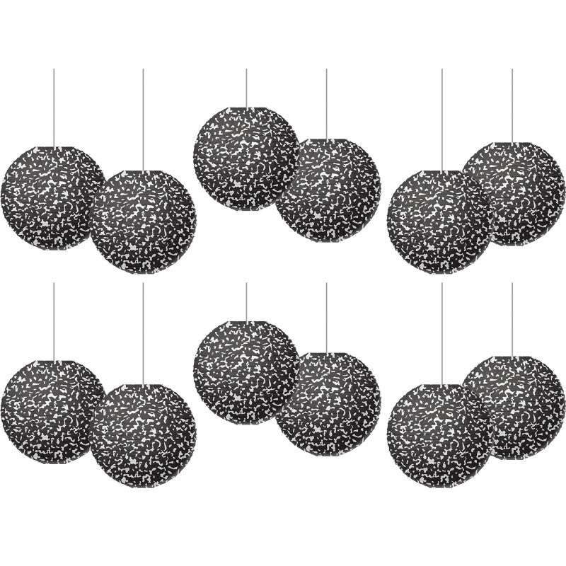 Composition 8" Hanging Paper Lanterns, 6 Per Pack, 2 Packs