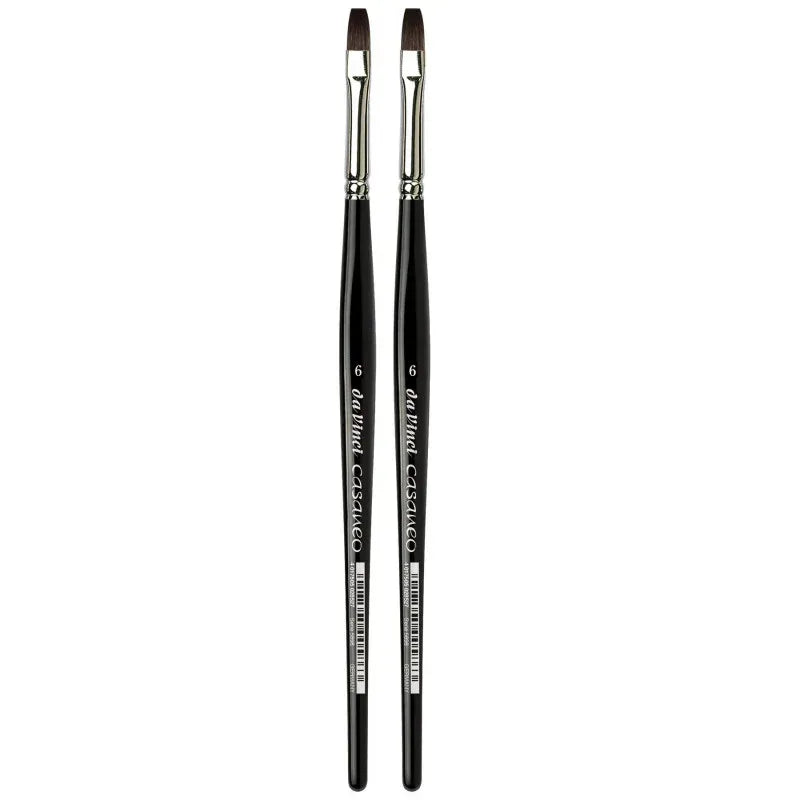CASANEO Urban Sketching, Extra Soft Synthetic, Watercolor & Acrylic, Flat, Series 5898, Size 6, Pack of 2