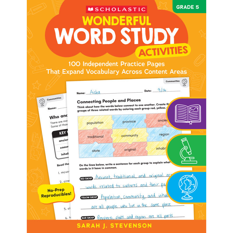 Wonderful Word Study Activities: Grade 5, Independent Practice Pages, Vocabulary Learning, 112 Pages