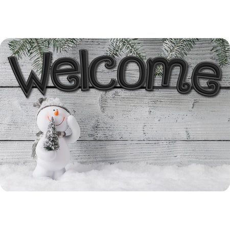 The Original Fun Mat&trade;, Welcome Mat, 15.5" x 23.5", Shiplap Snowman Welcome