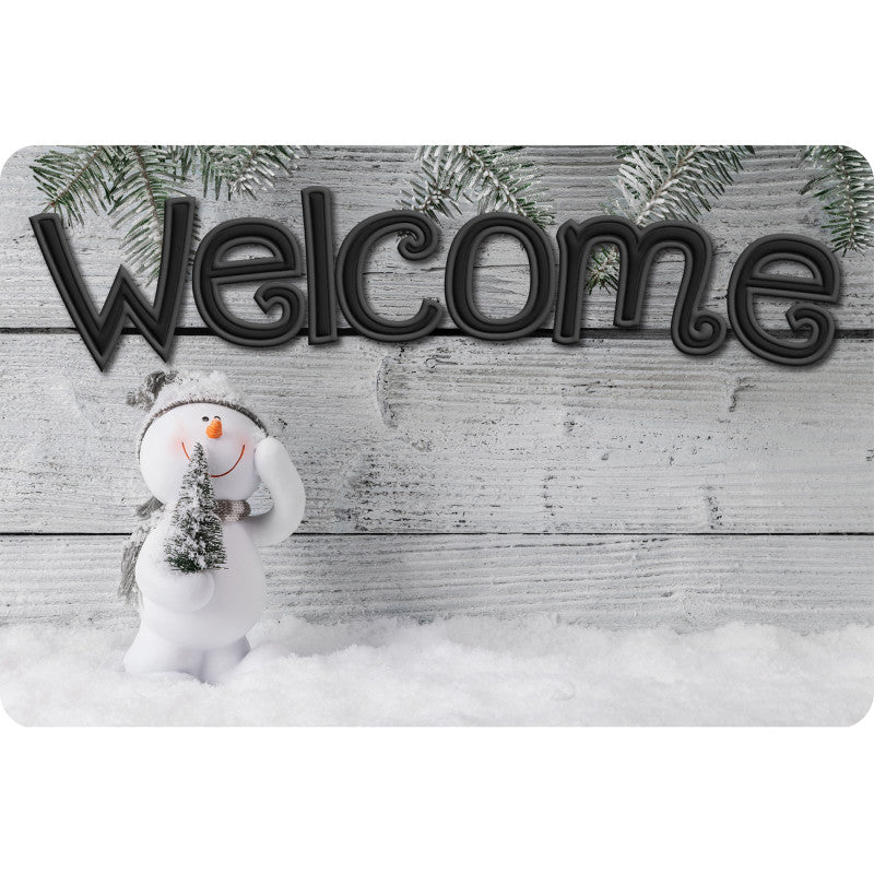 The Original Fun Mat&trade;, Welcome Mat, 15.5" x 23.5", Shiplap Snowman Welcome
