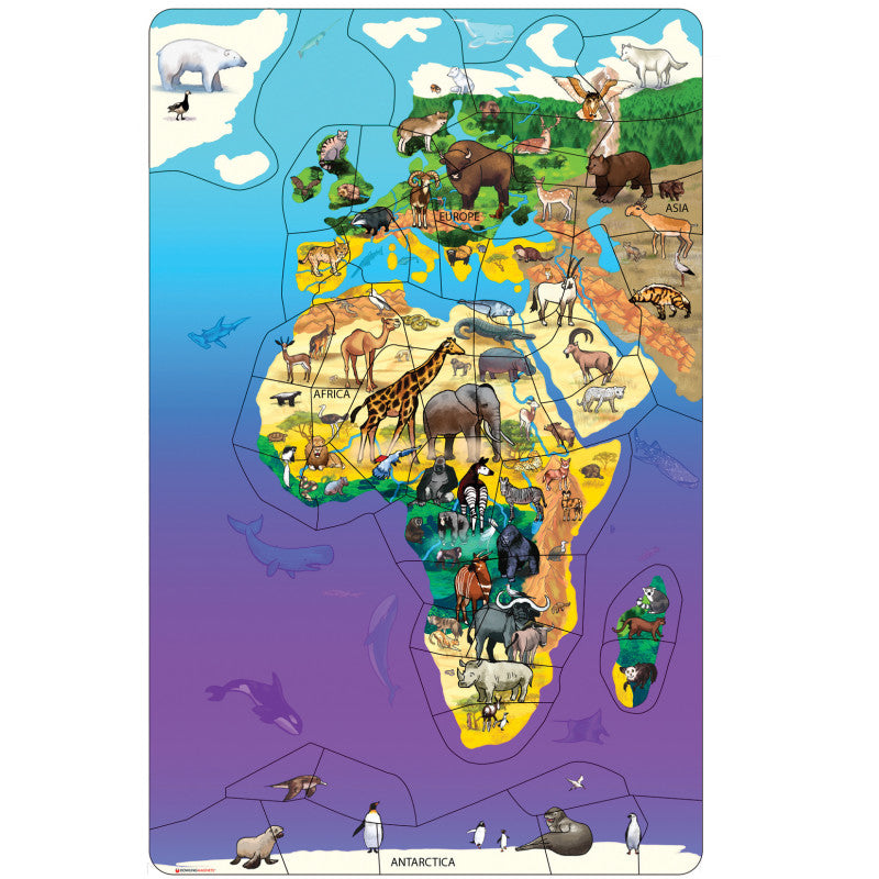 Animal Magnetism&reg; Magnetic Wildlife Map Puzzle: Eurasia & Africa