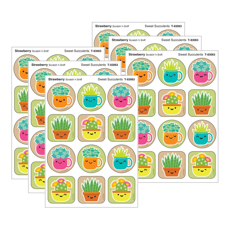 Sweet Succulents, Strawberry Scent Scratch 'n Sniff Stinky Stickers&reg;, 48 Per Pack, 6 Packs