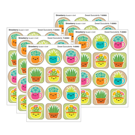 Sweet Succulents, Strawberry Scent Scratch 'n Sniff Stinky Stickers&reg;, 48 Per Pack, 6 Packs