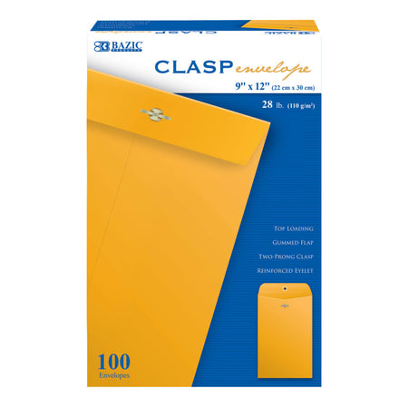 Clasp Envelope, 9" x 12", Box of 100