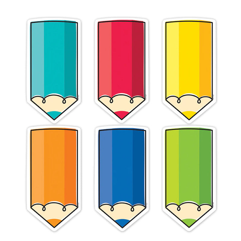 Core Decor Colorful Doodle Pencils 6 Inch Designer Cut-Outs, Pack of 72