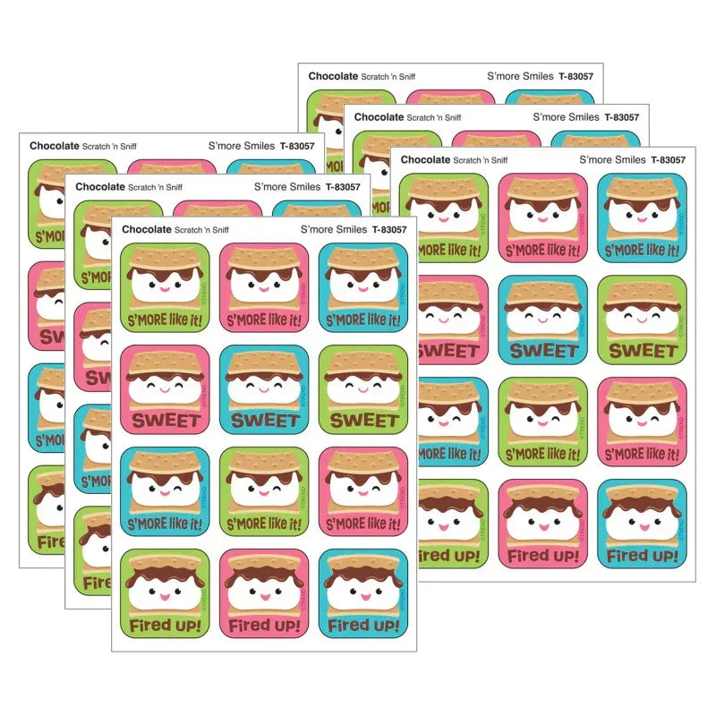 S'more Smiles, Chocolate Scent Scratch 'n Sniff Stinky Stickers&reg;, 48 Per Pack, 6 Packs