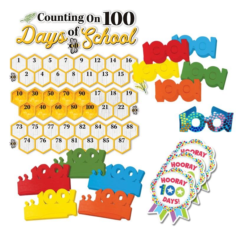 100 Days of School Celebration Kit, Classroom Decorations & Wearables Set, 284 Pieces