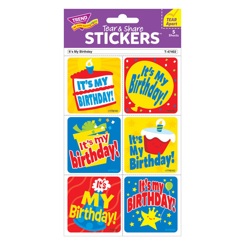 It's My Birthday Tear & Share StickersÂ®, 30 Count