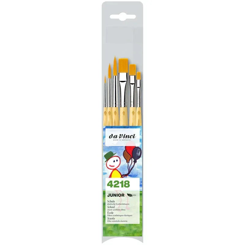 JUNIOR Synthetics Student Brushes, Synthetic, Acrylic & Tempera, Assorted, 6 Brush Set