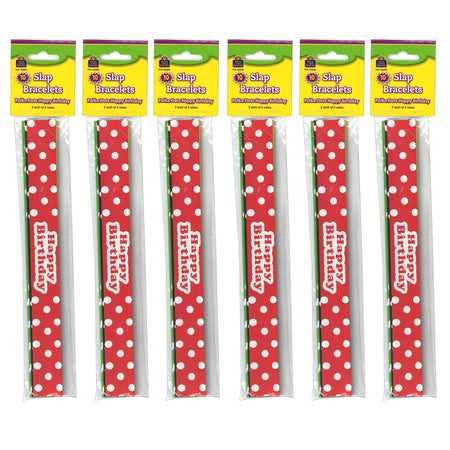 Polka Dots Happy Birthday Slap Bracelets, 10 Per Pack, 6 Packs