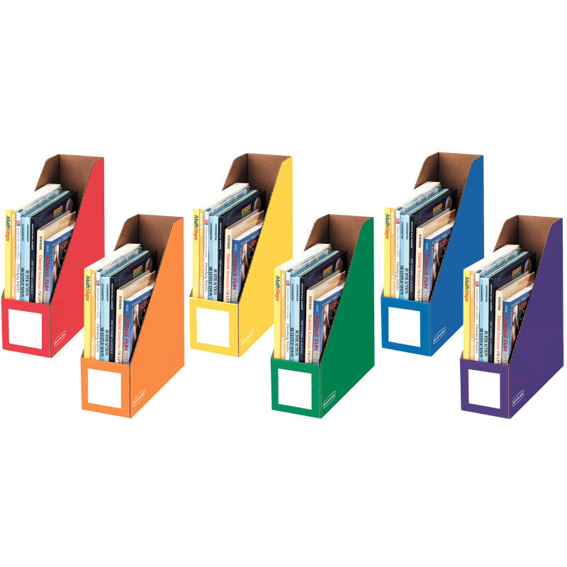 4" Classroom Magazine File Holders, Assorted Color 6-Pack