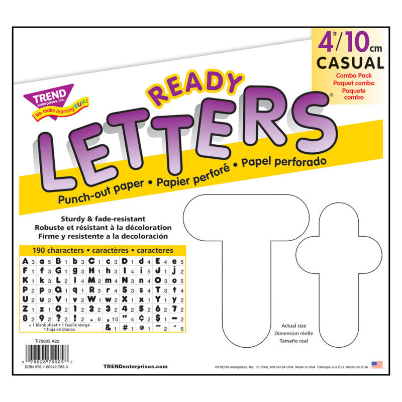 White 4-Inch Casual Uppercase/Lowercase Combo Pack Ready LettersÂ®