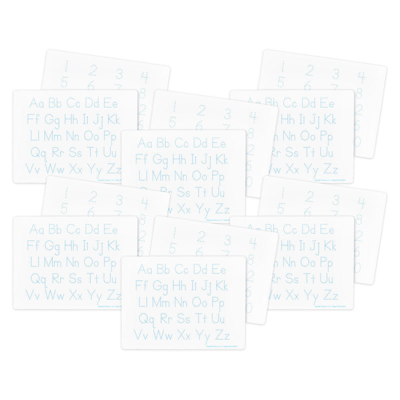Two-Sided Dry Erase Learning Mat, 9" x 12", Letters & Numbers, Pack of 12