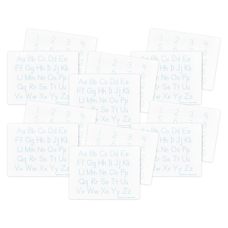 Two-Sided Dry Erase Learning Mat, 9" x 12", Letters & Numbers, Pack of 12
