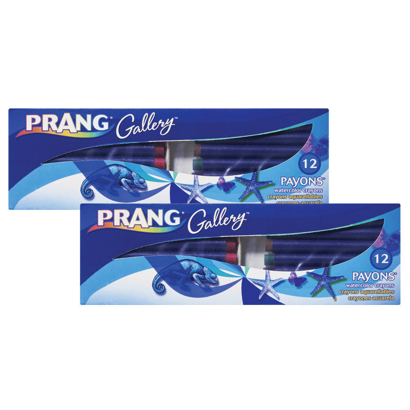 Payons&reg; Watercolor Crayons, With Brush, Assorted Colors, 12 Per Set, 2 Sets