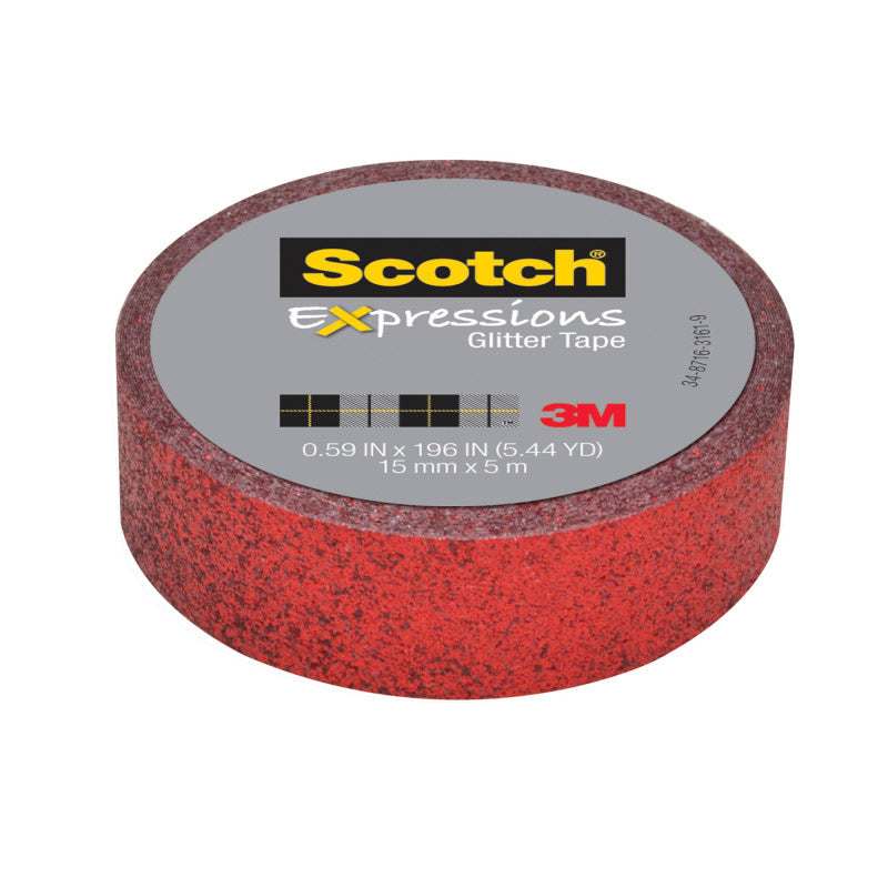 Expressions Glitter Tape, .59" x 196", Red Glitter