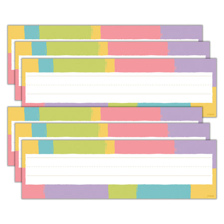 Cheerful Stripes Desk Toppers&reg; Name Plates, 36 Per Pack, 6 Packs