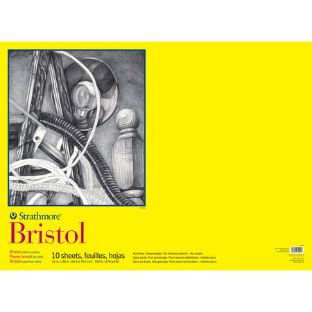 300 Series Bristol Paper Pad, Vellum Finish, Tape Binding, 10 Sheet, 22x30 inch, 1 Count