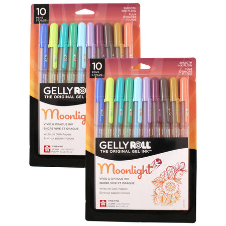 Moonlight Gel Pens, Fine Point, Assorted Colors, 10 Per Set, 2 Sets