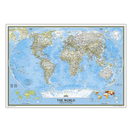 World Classic Map, Enlarged and Laminated, 69.25" x 48"