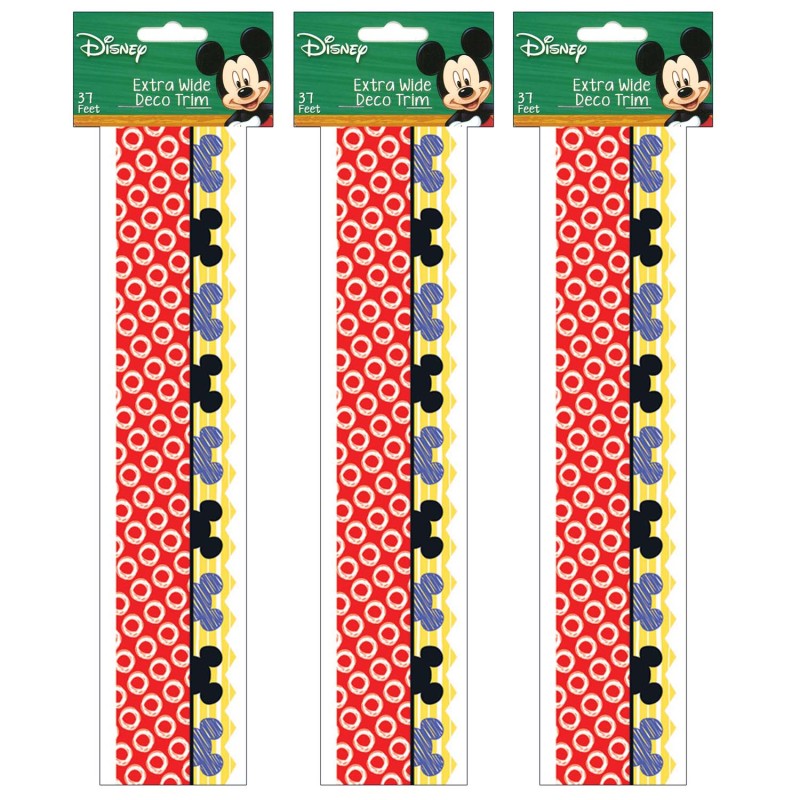 Mickey&reg; Color Pop! Peeking Head Extra Wide Deco Trim&reg;, 37 Feet Per Pack, 3 Packs