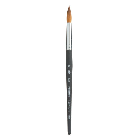 Aqua Elite Round Brush, Synthetic Bristles, Short Handle Watercolor Paintbrush, Matte Black, Size 12, 1 Count