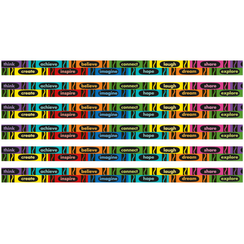 Crayola&reg; Inspirational Words Deco Trim&reg;, 37 Feet Per Pack, 6 Packs