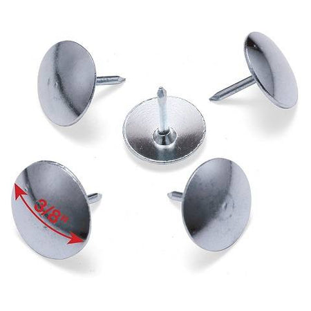 Steel Thumb Tacks, 3/8 Inch Head, Silver, Box of 100, (2TT)