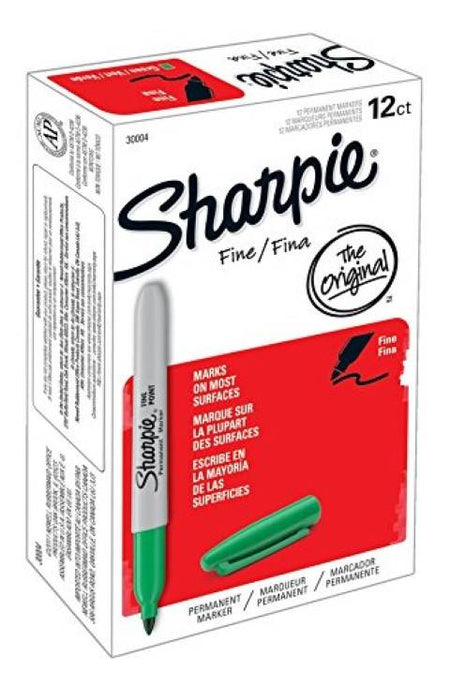 Sharpie Permanent Markers, Fine Point, Green, 30004