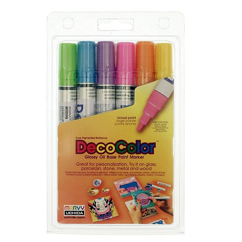Marvy DecoColor® 6-Piece Broad Tip Paint Marker Set - Hot Colors